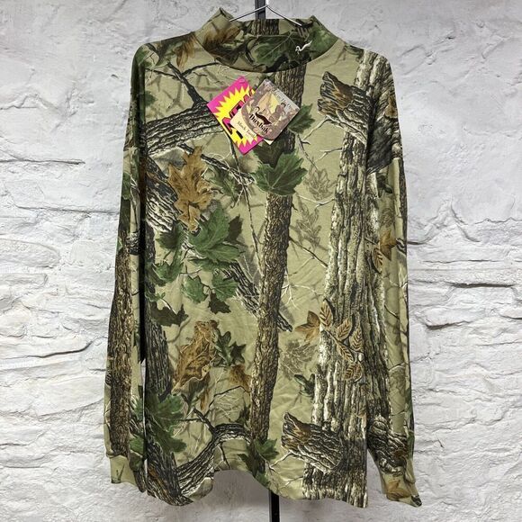 Vintage Duxbak Mens 2XL Realtree Camouflage Hardwoods Mock Neck Hunting Shirt - Picture 1 of 9
